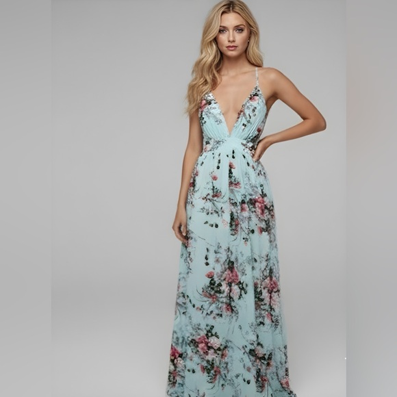 Boho Criss Cross Backless Floral Maxi Dress - Picture 5 of 9